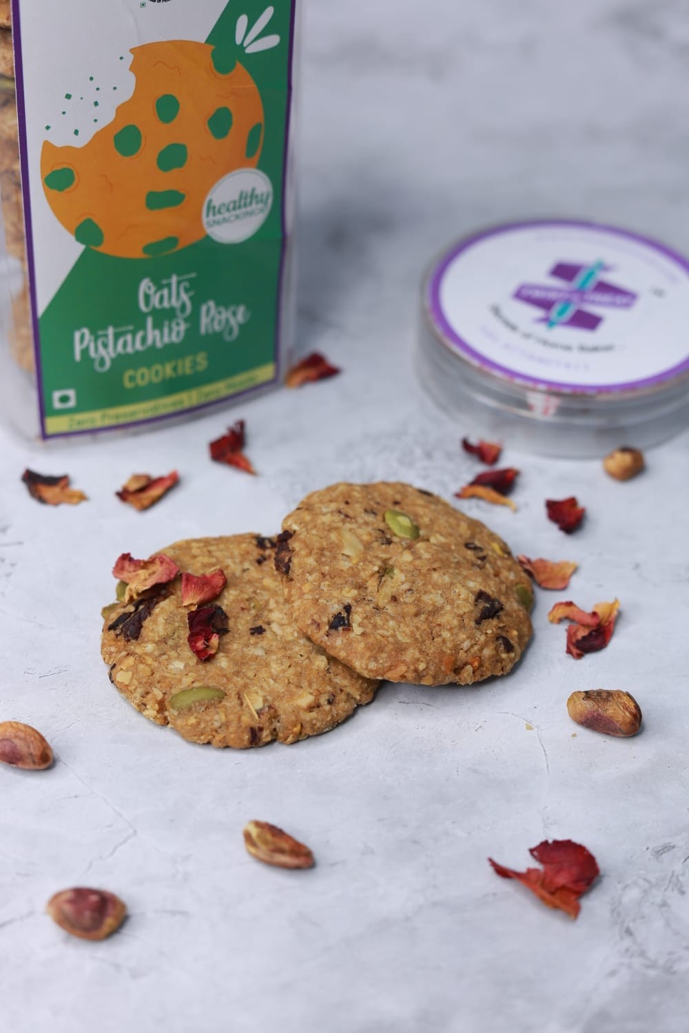 Oats Pistachio Rose Cookies